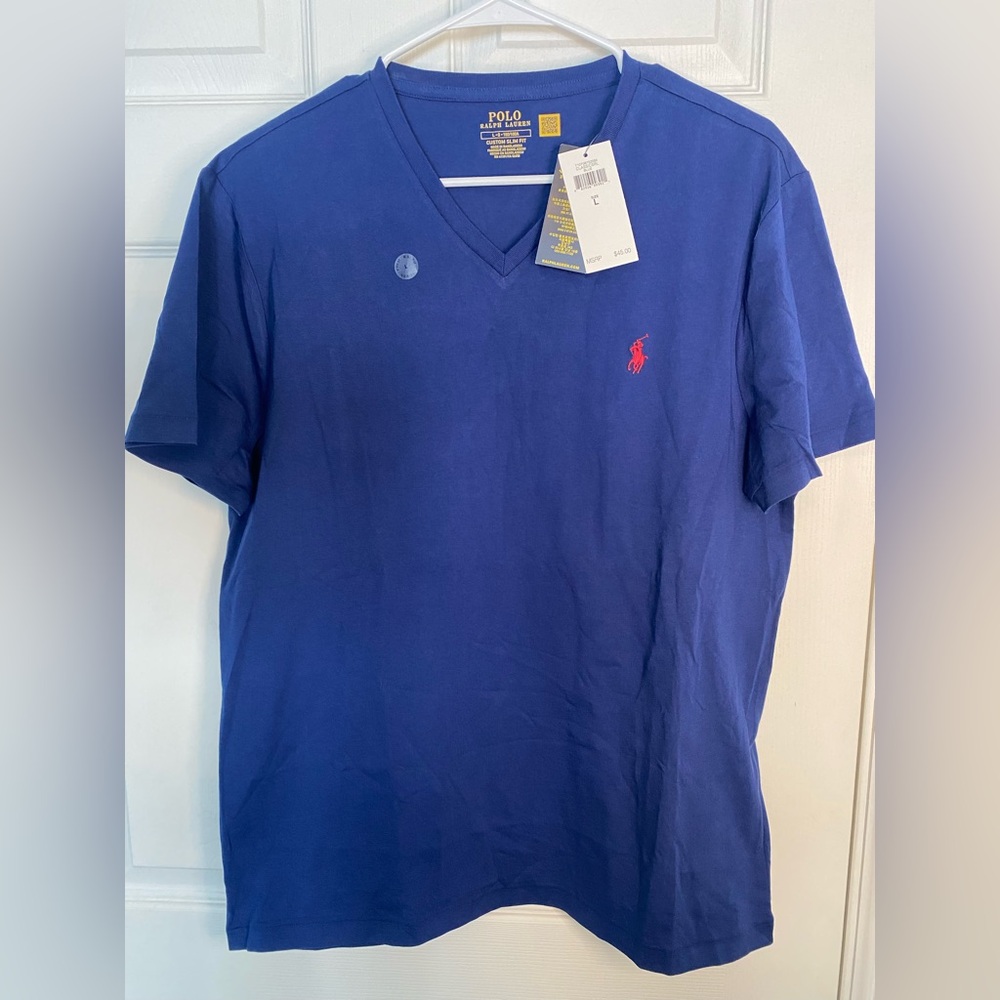 Polo Ralph Lauren NWT Slim Fit Navy Blue V-Neck Tee